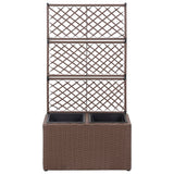 Vidaxl latwerkplantenbak verhoogd met potten 58x30x107 cm rattan bruin