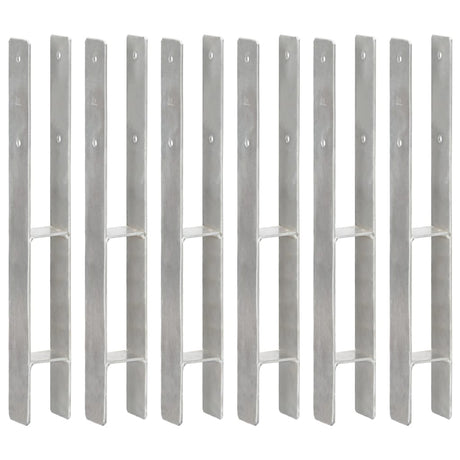 Vidaxl grondankers 6 st 7x6x60 cm gegalvaniseerd staal zilverkleurig