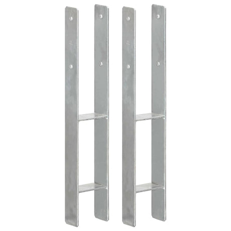 Vidaxl grondankers 2 st 9x6x60 cm gegalvaniseerd staal zilverkleurig