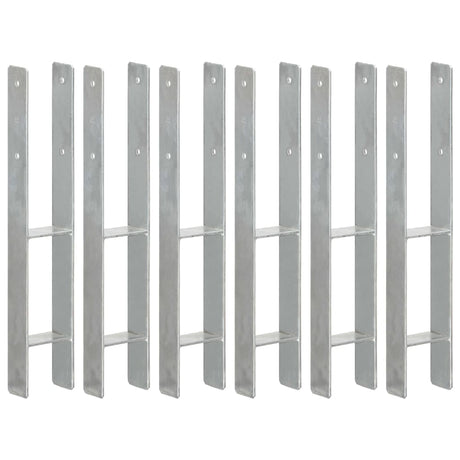 Vidaxl grondankers 6 st 9x6x60 cm gegalvaniseerd staal zilverkleurig