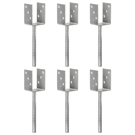Vidaxl grondankers 6 st 7x6x30 cm gegalvaniseerd staal zilverkleurig