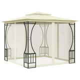 Vidaxl prieel met netten 300x300x265 cm crèmekleurig