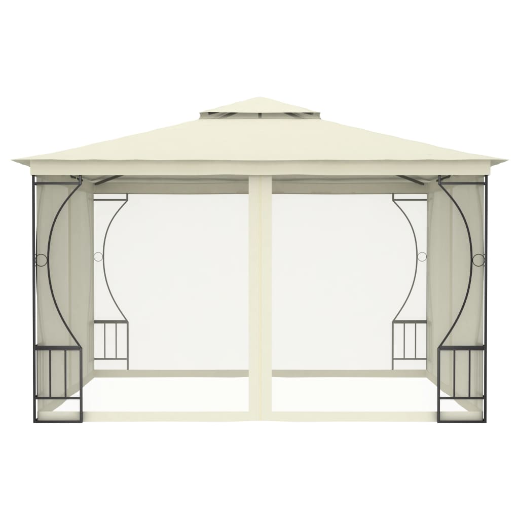 Vidaxl prieel met netten 300x300x265 cm crèmekleurig