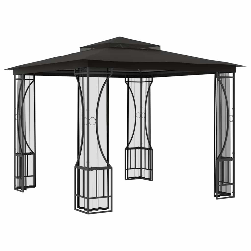 Vidaxl prieel met netten 300x300x265 cm antracietkleurig