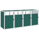 VidaXL Afvalbakberging vierdubbel 286x81x121 cm staal groen