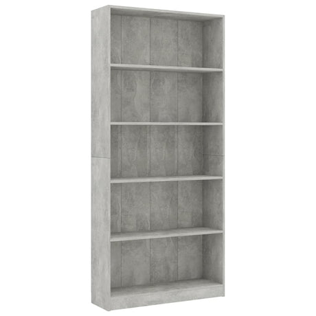Vidaxl boekenkast met 5 schappen 80x24x175 cm bewerkt hout betongrijs