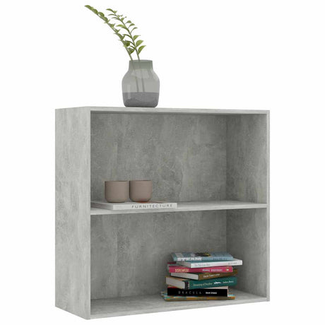 Vidaxl boekenkast met 2 schappen 80x30x76,5 cm bewerkt hout betongrijs