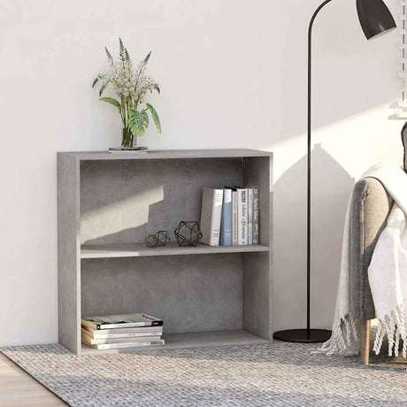 Vidaxl boekenkast met 2 schappen 80x30x76,5 cm bewerkt hout betongrijs