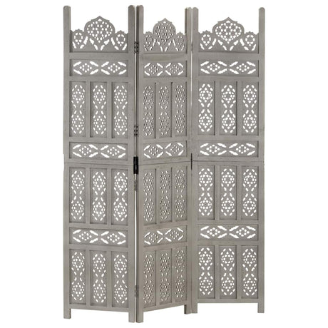 Vidaxl kamerscherm 3 panelen handgesneden 120x165 cm mangohout grijs