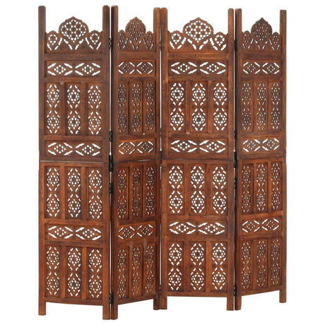 Vidaxl kamerscherm 4 panelen handgesneden 160x165 cm mangohout bruin