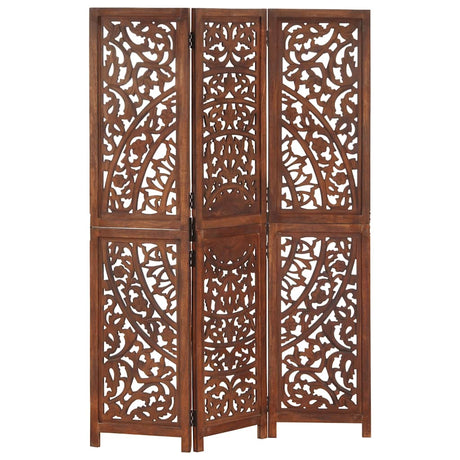 Vidaxl kamerscherm 3 panelen handgesneden 120x165 cm mangohout bruin