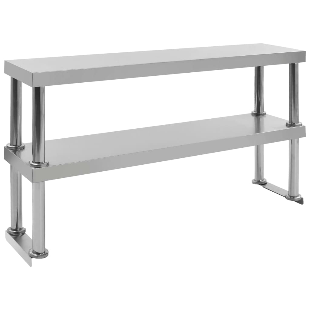 VidaXL Verhoging voor werktafel 2-laags 120x30x65 cm roestvrij staal