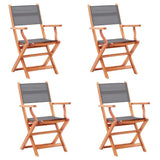 Vidaxl tuinstoelen inklapbaar 4 st eucalyptushout en textileen grijs