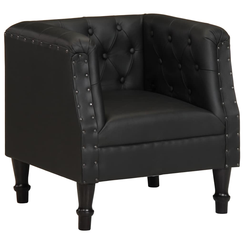 Vidaxl fauteuil echt leer zwart