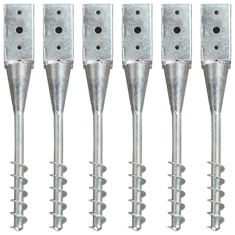 Vidaxl grondpinnen 6 st 7x7x56 cm gegalvaniseerd staal zilverkleurig