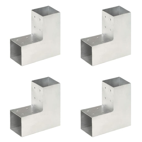 Vidaxl paalverbindingen 4 st l-vorm 81x81 mm gegalvaniseerd metaal
