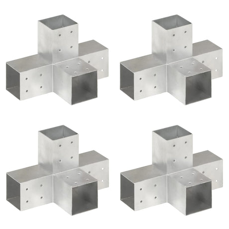 Vidaxl paalverbindingen 4 st x-vorm 81x81 mm gegalvaniseerd metaal