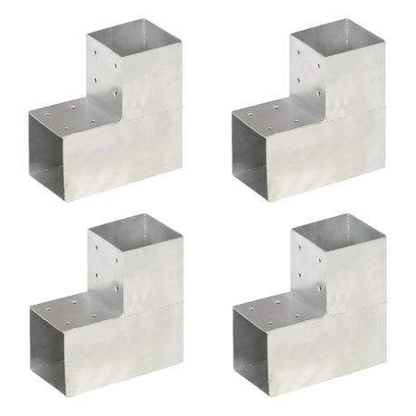 Vidaxl paalverbindingen 4 st l-vorm 101x101 mm gegalvaniseerd metaal