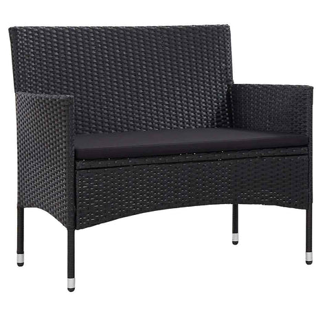 Vidaxl 4-delige loungeset met kussens poly rattan zwart
