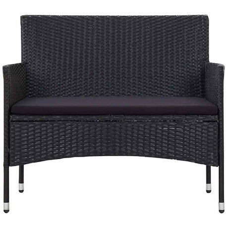 Vidaxl 4-delige loungeset met kussens poly rattan zwart
