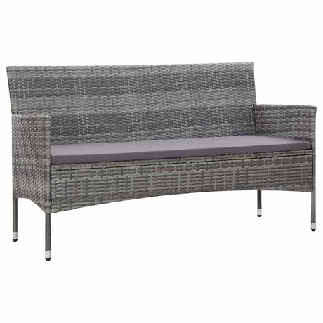 Vidaxl tuinbank 3-zits met kussens poly rattan grijs