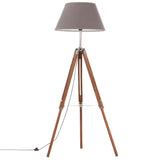 Vidaxl vloerlamp driepoot 141 cm massief teakhout honingbruin en grijs