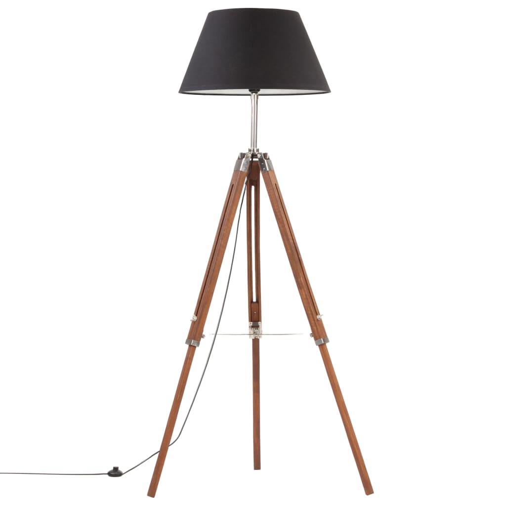 Vidaxl vloerlamp driepoot 141 cm massief teakhout honingbruin en zwart