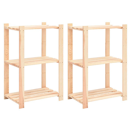 Vidaxl opbergrekken 3-laags 2 st 60x38x90 cm massief grenenhout 150 kg