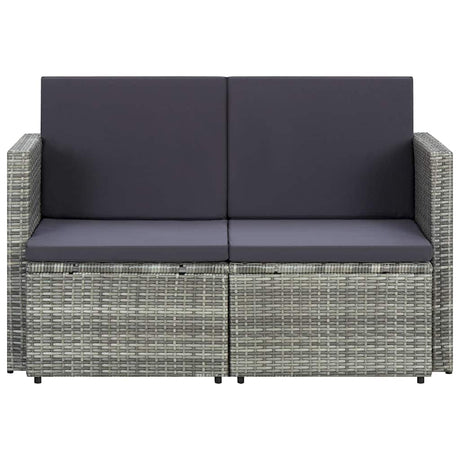 Vidaxl tuinbank 2-zits met kussens poly rattan grijs