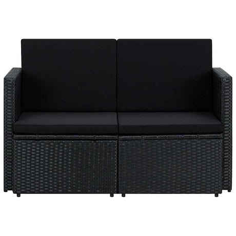 Vidaxl tuinbank 2-zits met kussens poly rattan zwart