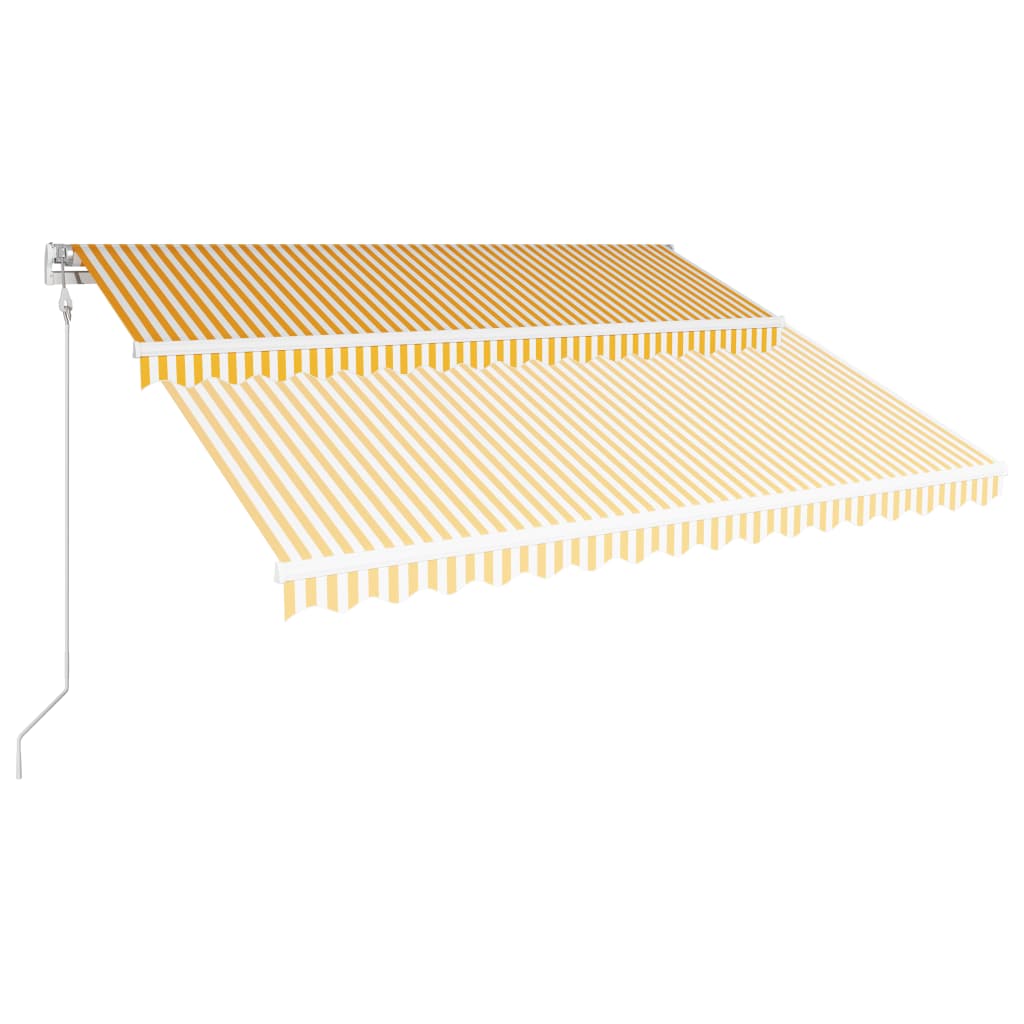 VidaXL Luifel automatisch uittrekbaar 400x300 cm geel en wit