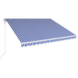 VidaXL Luifel automatisch uittrekbaar 450x300 cm blauw en wit