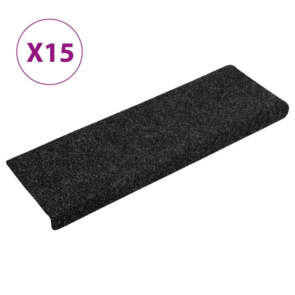 Vidaxl trapmatten 15 st 65x21x4 cm naaldvilt zwart