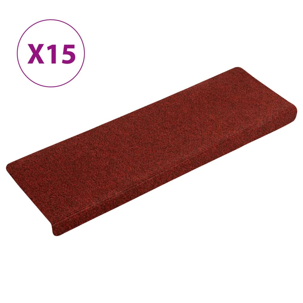 Vidaxl trapmatten 15 st 65x21x4 cm naaldvilt rood