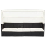 Vidaxl tuinbank met luifel poly rattan zwart
