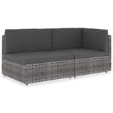 Vidaxl tweezitsbank sectioneel poly rattan grijs