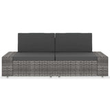 Vidaxl tweezitsbank sectioneel poly rattan grijs