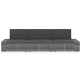 Vidaxl driezitsbank sectioneel poly rattan grijs