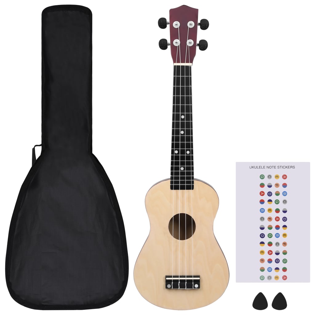 VidaXL Ukuleleset met tas voor kinderen sopraan 23'' lichthoutkleurig