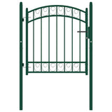 Vidaxl poort met gebogen bovenkant 100x100 cm staal groen