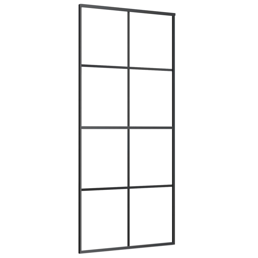 VidaXL Schuifdeur 90x205 cm aluminium en ESG-glas zwart