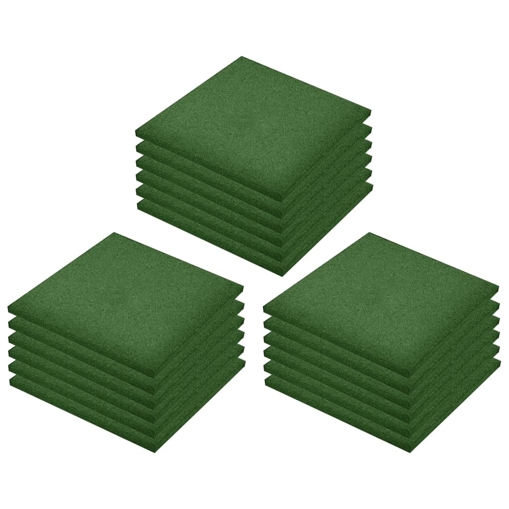 VidaXL Valtegels 18 st 50x50x3 cm rubber groen