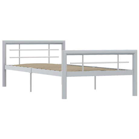 Vidaxl bedframe metaal grijs en wit 100x200 cm