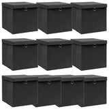 Vidaxl opbergboxen met deksel 10 st 32x32x32 cm stof zwart