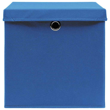 Vidaxl opbergboxen met deksel 10 st 32x32x32 cm stof blauw
