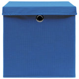 Vidaxl opbergboxen met deksel 10 st 32x32x32 cm stof blauw