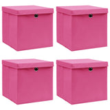 Vidaxl opbergboxen met deksel 4 st 32x32x32 cm stof roze