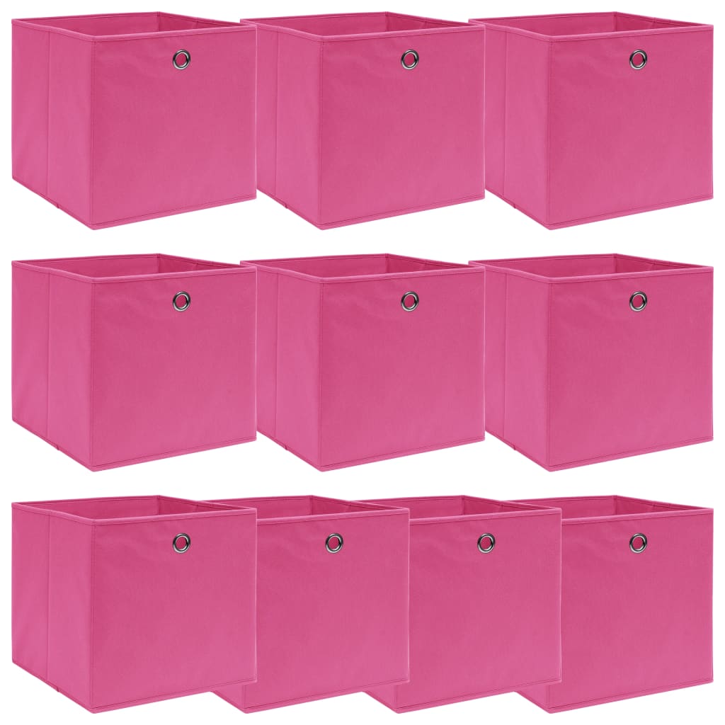 Vidaxl opbergboxen 10 st 32x32x32 cm stof roze