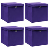 Vidaxl opbergboxen met deksel 4 st 32x32x32 cm stof paars