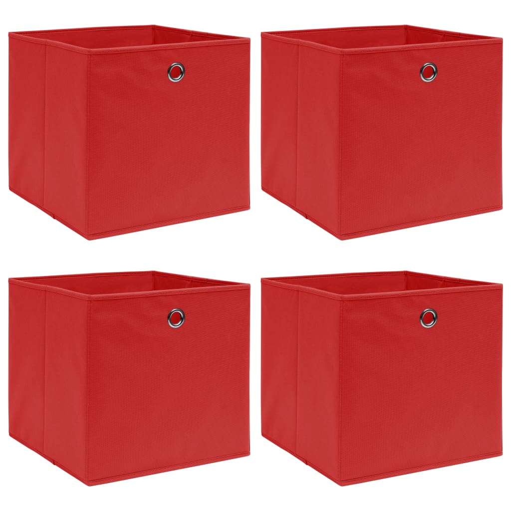 Vidaxl opbergboxen 4 st 32x32x32 cm stof rood